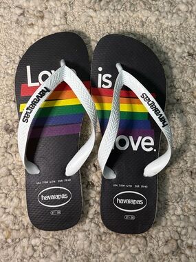 Havaianas Black Rainbow 'Love is Love' Flip Flops